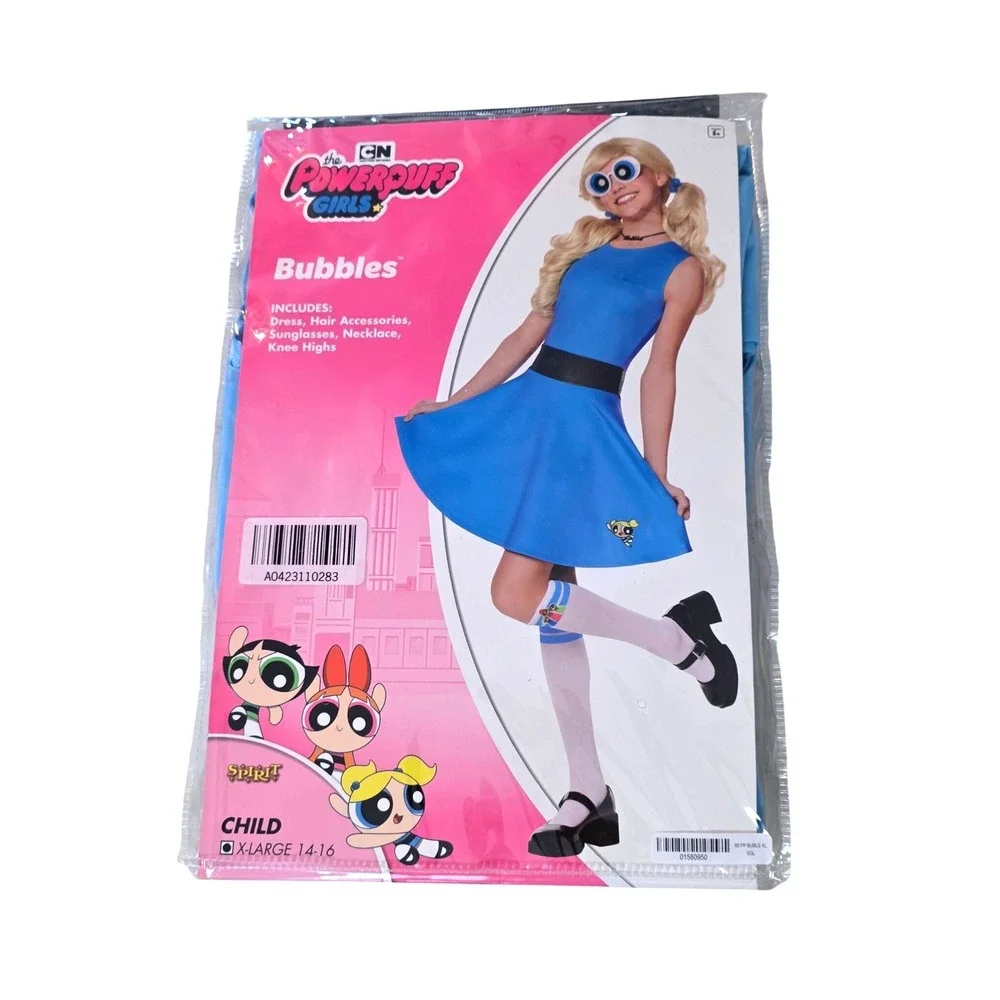 Spirit Halloween Powerpuff Girls Bubbles Costume Kids XL 14-16 Blue New